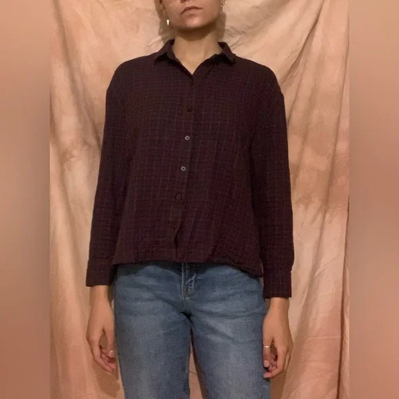 Madewell Westlake Pfeiffer Plaid Oversized Button Front Top - Picture 2 of 12